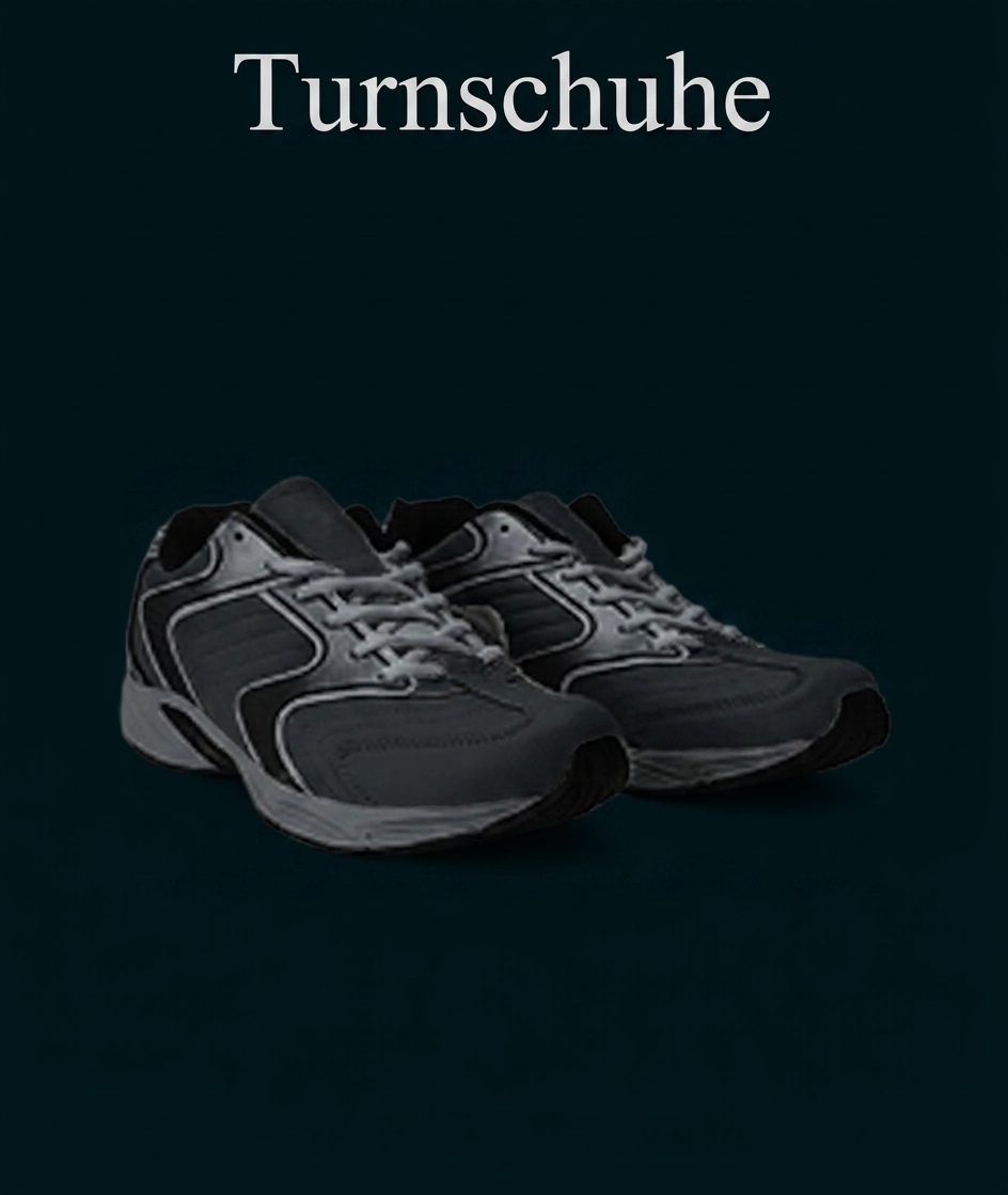 Weiße Turnschuhe mit schwarzem Muster auf hellem Hintergrund.